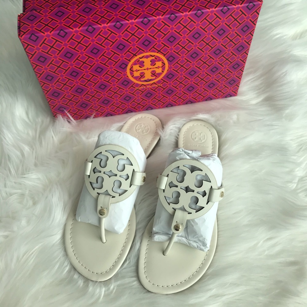 NEW IN BOX TORY BURCH MILLER SANDALS BLEACH - Picture 7 of 12
